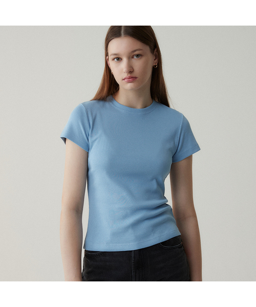 SUARE WOMEN(スアレウーマン)の「(ウィメンズ)エッセンシャルスリムTシャツ - 6カラー(Tシャツ/カットソー・レディース・ホワイト/ブラック/ネイビー/カーキ/ミックスグレー/ブルー・SMALL/MEDIUM)」の6枚目の写真