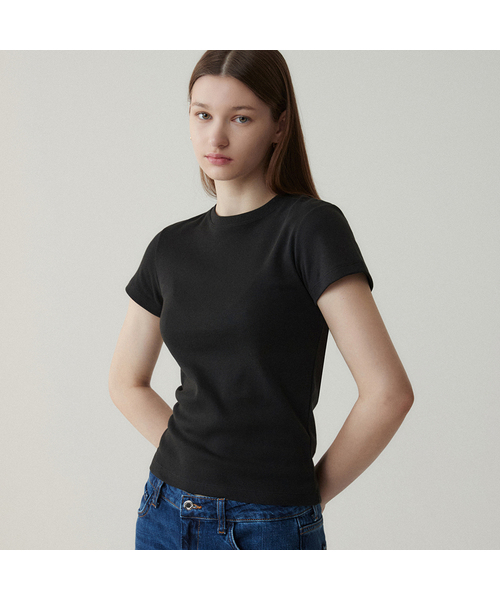 SUARE WOMEN(スアレウーマン)の「(ウィメンズ)エッセンシャルスリムTシャツ - 6カラー(Tシャツ/カットソー・レディース・ホワイト/ブラック/ネイビー/カーキ/ミックスグレー/ブルー・SMALL/MEDIUM)」の3枚目の写真