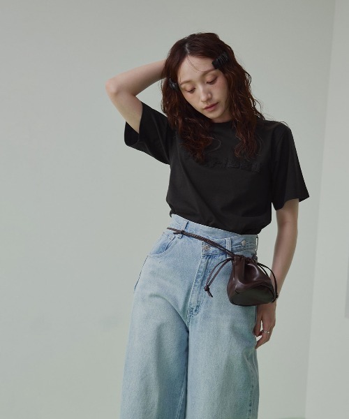 W:Huku(フーク)の「パイル フーク ロゴ シンプル Tシャツ(Tシャツ/カットソー・レディース・オフホワイト/ブラック・FREE)」の17枚目の写真