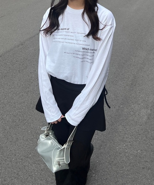 tunee(チュニー)の「英字レタリングロンT/長袖Tシャツ(hsyd)(Tシャツ/カットソー・レディース・ホワイト・MEDIUM/LARGE)」の3枚目の写真