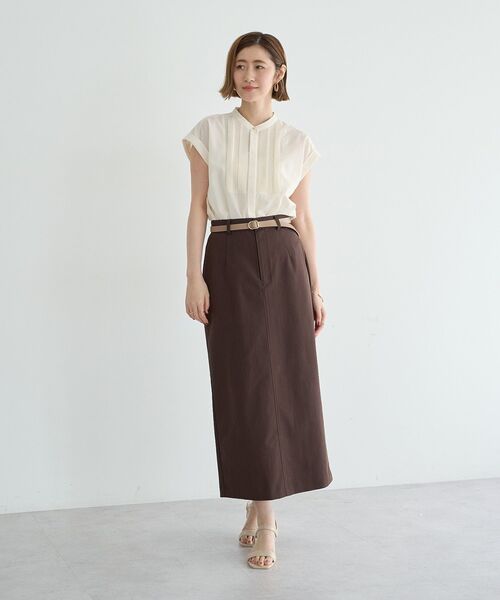 YECCA VECCA(イェッカヴェッカ)の「スモッキングピンタックシャツ(シャツ/ブラウス・レディース・ブルー/オフホワイト/ブラウン・FREE)」の11枚目の写真