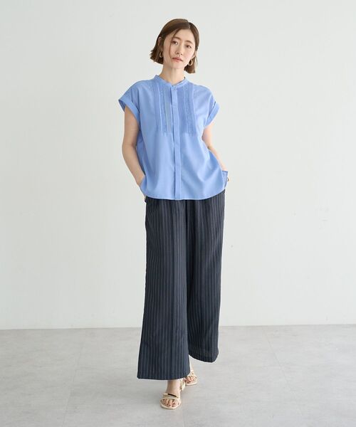 YECCA VECCA(イェッカヴェッカ)の「スモッキングピンタックシャツ(シャツ/ブラウス・レディース・ブルー/オフホワイト/ブラウン・FREE)」の18枚目の写真