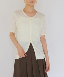 【CLEIO】リンクルシアー ボタンカーディガン WRINKLE SHEER BUTTON