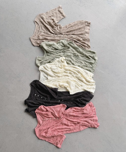 CLEIO(クレイオ)の「【CLEIO】リンクルシアー ボタンカーディガン WRINKLE SHEER BUTTON(Tシャツ/カットソー・レディース・チャコールグレー/ライトグリーン/アイボリー/レッド/ベージュ・FREE)」の12枚目の写真