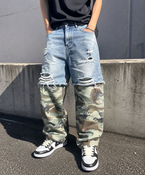 Bling Leads(ブリングリーズ)の「【Bls】 【ZM】【Bling Leads】カモフラージュ柄 切り替えデニム(デニムパンツ・メンズ・ブルー・MEDIUM/LARGE)」の2枚目の写真