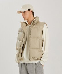 男女共用 人工皮革 パディングベスト (ベージュ) (HZAVE80-25)