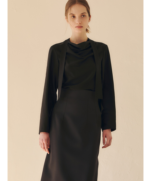 LETQSTUDIO(レチケットスタジオ)の「モックネックスカーフブラウス、ブラック(シャツ/ブラウス・レディース・その他・SMALL/MEDIUM)」の2枚目の写真