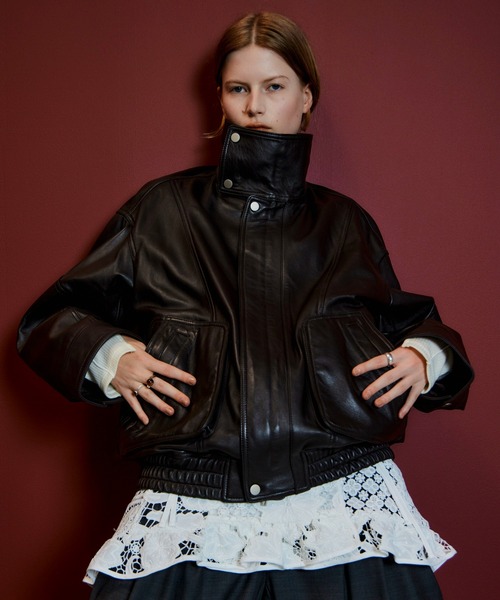 MAISON SPECIAL(メゾンスペシャル)の「【2026Autumn PRE-ORDER】Sheep Leather Swing Top Blouson/SHEEP LEATHERスイングトップブルゾン(ブルゾン・レディース・ブラウン/ブラック・36/38)」の2枚目の写真