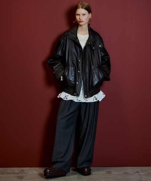 MAISON SPECIAL(メゾンスペシャル)の「【2026Autumn PRE-ORDER】Sheep Leather Swing Top Blouson/SHEEP LEATHERスイングトップブルゾン(ブルゾン・レディース・ブラウン/ブラック・36/38)」の3枚目の写真