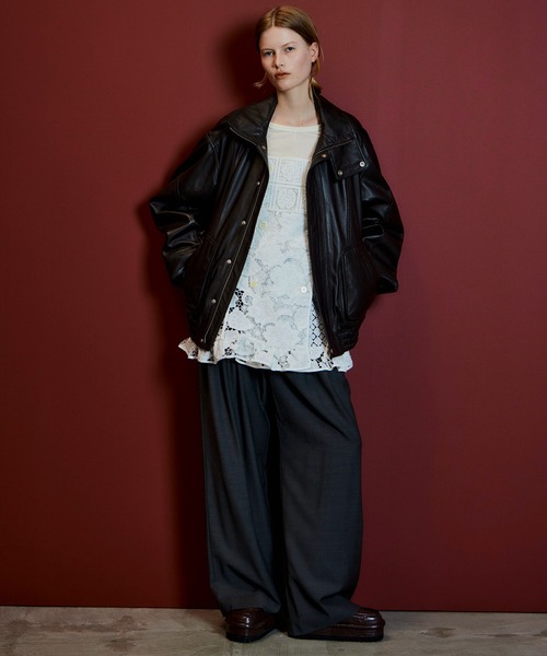 MAISON SPECIAL(メゾンスペシャル)の「【2026Autumn PRE-ORDER】Sheep Leather Swing Top Blouson/SHEEP LEATHERスイングトップブルゾン(ブルゾン・レディース・ブラウン/ブラック・36/38)」の4枚目の写真