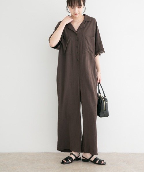ITEMS URBANRESEARCH(アイテムズ アーバンリサーチ)の「レースドッキングオールインワン(サロペット/オーバーオール・レディース・ブラック/ブラウン系その他・FREE)」の2枚目の写真
