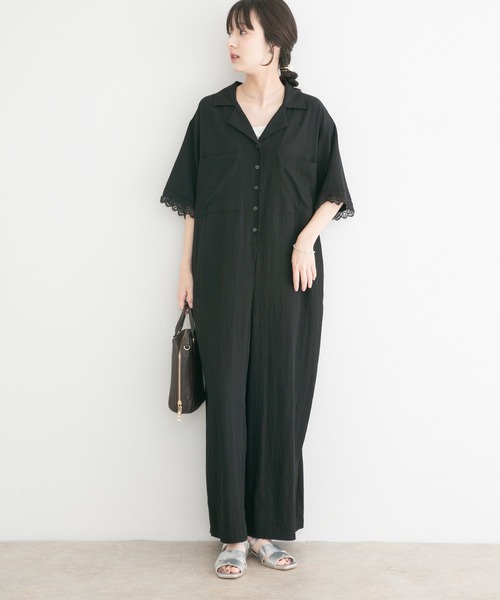ITEMS URBANRESEARCH(アイテムズ アーバンリサーチ)の「レースドッキングオールインワン(サロペット/オーバーオール・レディース・ブラック/ブラウン系その他・FREE)」の11枚目の写真
