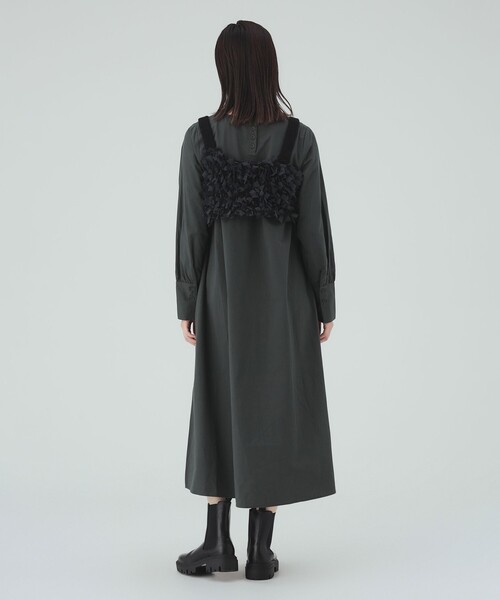 BEAMS HEART(ビームスハート)の「チュール ニット キャミソール × ワンピース(セットアイテム)(ワンピース・レディース・チャコールグレー/ホワイト系その他5/ブラウン系その他・FREE)」の5枚目の写真