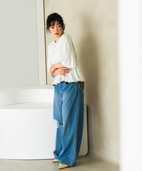INOIE（イノイエ）の「［INOIE］メランジクールドロップショルダー ルーズカットソー（Tシャツ/カットソー・レディース・アイボリー・S/M）」の7枚目の写真