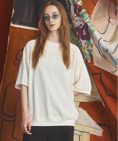 MAISON SPECIAL(メゾンスペシャル)の「《UNISEX》Suvin Blend Cotton Prime-Over High Twist Lightweight Sweat T-shirt/スヴィンブレンドプライムオーバーハイツイストライトスウェットTシャツ【MAISON SPECIAL/メゾンスペシャル】(Tシャツ/カットソー・メンズ・ブラック/ライトグリーン/オフホワイト・2/1/0)」の2枚目の写真