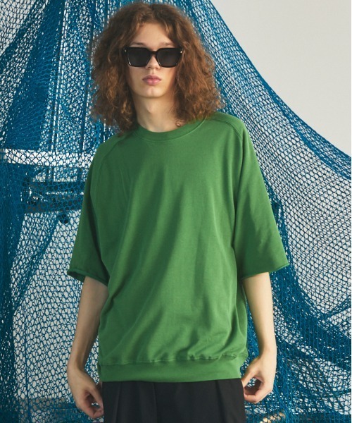MAISON SPECIAL(メゾンスペシャル)の「《UNISEX》Suvin Blend Cotton Prime-Over High Twist Lightweight Sweat T-shirt/スヴィンブレンドプライムオーバーハイツイストライトスウェットTシャツ【MAISON SPECIAL/メゾンスペシャル】(Tシャツ/カットソー・メンズ・ブラック/ライトグリーン/オフホワイト・2/1/0)」の3枚目の写真