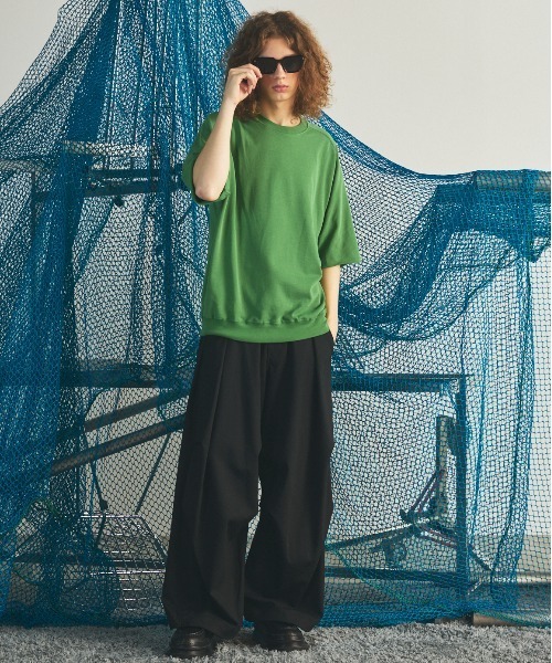 MAISON SPECIAL(メゾンスペシャル)の「《UNISEX》Suvin Blend Cotton Prime-Over High Twist Lightweight Sweat T-shirt/スヴィンブレンドプライムオーバーハイツイストライトスウェットTシャツ【MAISON SPECIAL/メゾンスペシャル】(Tシャツ/カットソー・メンズ・ブラック/ライトグリーン/オフホワイト・2/1/0)」の4枚目の写真