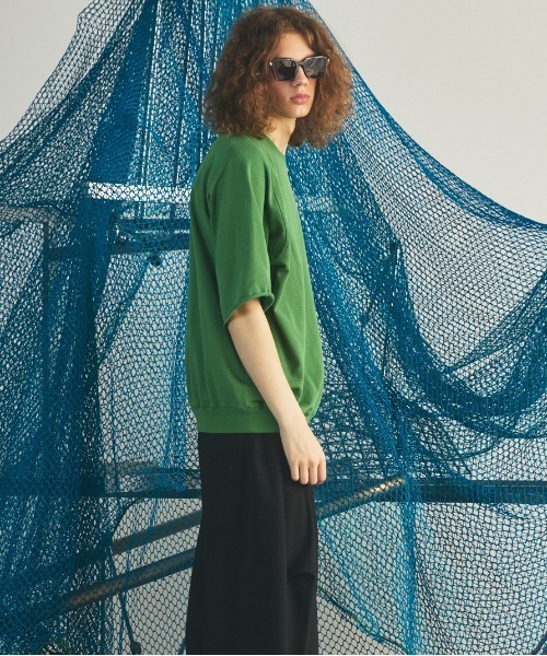 MAISON SPECIAL(メゾンスペシャル)の「《UNISEX》Suvin Blend Cotton Prime-Over High Twist Lightweight Sweat T-shirt/スヴィンブレンドプライムオーバーハイツイストライトスウェットTシャツ【MAISON SPECIAL/メゾンスペシャル】(Tシャツ/カットソー・メンズ・ブラック/ライトグリーン/オフホワイト・2/1/0)」の9枚目の写真