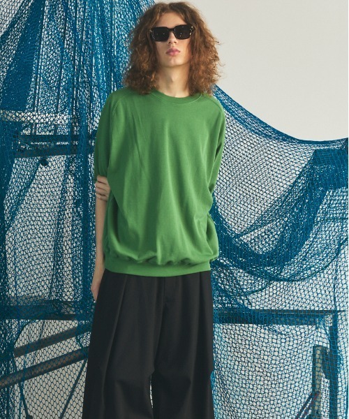MAISON SPECIAL(メゾンスペシャル)の「《UNISEX》Suvin Blend Cotton Prime-Over High Twist Lightweight Sweat T-shirt/スヴィンブレンドプライムオーバーハイツイストライトスウェットTシャツ【MAISON SPECIAL/メゾンスペシャル】(Tシャツ/カットソー・メンズ・ブラック/ライトグリーン/オフホワイト・2/1/0)」の8枚目の写真