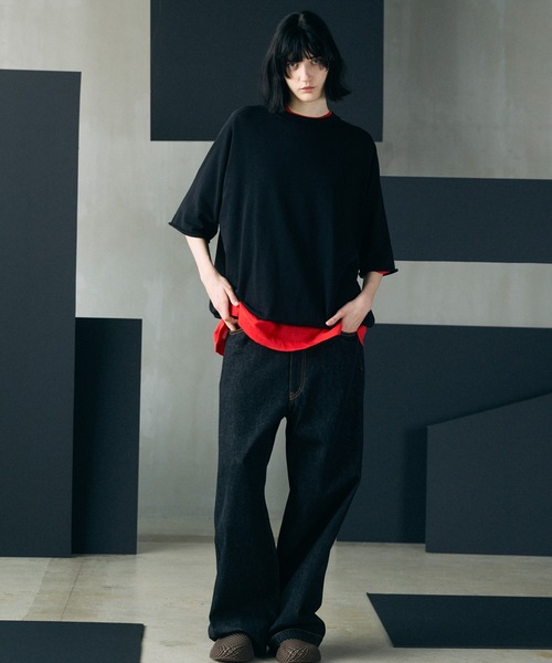 MAISON SPECIAL(メゾンスペシャル)の「《UNISEX》Suvin Blend Cotton Prime-Over High Twist Lightweight Sweat T-shirt/スヴィンブレンドプライムオーバーハイツイストライトスウェットTシャツ【MAISON SPECIAL/メゾンスペシャル】(Tシャツ/カットソー・メンズ・ブラック/ライトグリーン/オフホワイト・2/1/0)」の6枚目の写真