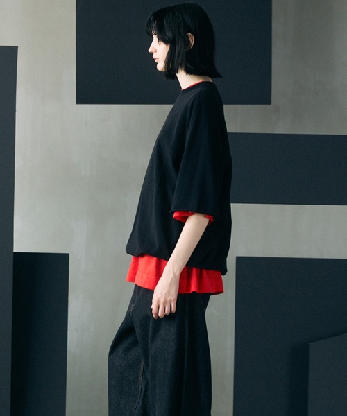 MAISON SPECIAL(メゾンスペシャル)の「《UNISEX》Suvin Blend Cotton Prime-Over High Twist Lightweight Sweat T-shirt/スヴィンブレンドプライムオーバーハイツイストライトスウェットTシャツ【MAISON SPECIAL/メゾンスペシャル】(Tシャツ/カットソー・メンズ・ブラック/ライトグリーン/オフホワイト・2/1/0)」の12枚目の写真