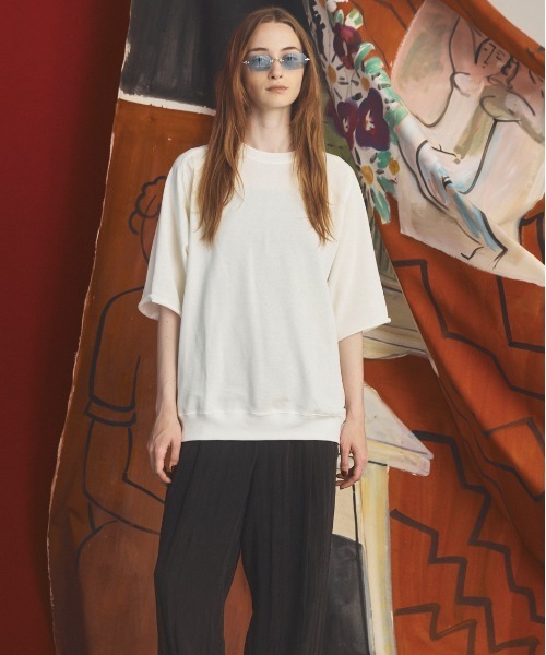 MAISON SPECIAL(メゾンスペシャル)の「《UNISEX》Suvin Blend Cotton Prime-Over High Twist Lightweight Sweat T-shirt/スヴィンブレンドプライムオーバーハイツイストライトスウェットTシャツ【MAISON SPECIAL/メゾンスペシャル】(Tシャツ/カットソー・メンズ・ブラック/ライトグリーン/オフホワイト・2/1/0)」の14枚目の写真