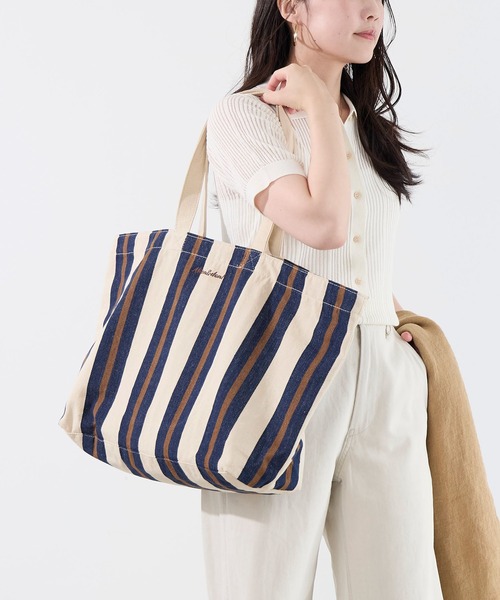 MICA&DEAL（マイカ＆ディール）の「ストライプキャンバストートバッグ（トートバッグ・レディース・イエロー/ブラウン/ネイビー・FREE）」の2枚目の写真