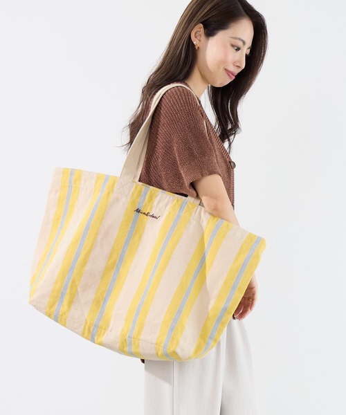 MICA&DEAL（マイカ＆ディール）の「ストライプキャンバストートバッグ（トートバッグ・レディース・イエロー/ブラウン/ネイビー・FREE）」の3枚目の写真
