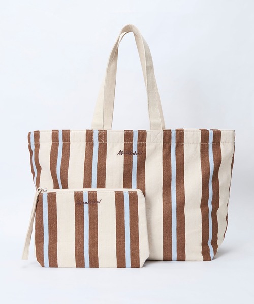 MICA&DEAL（マイカ＆ディール）の「ストライプキャンバストートバッグ（トートバッグ・レディース・イエロー/ブラウン/ネイビー・FREE）」の9枚目の写真