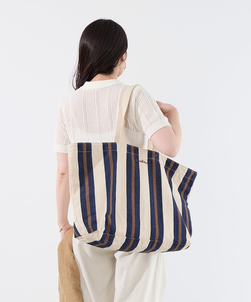 MICA&DEAL（マイカ＆ディール）の「ストライプキャンバストートバッグ（トートバッグ・レディース・イエロー/ブラウン/ネイビー・FREE）」の13枚目の写真