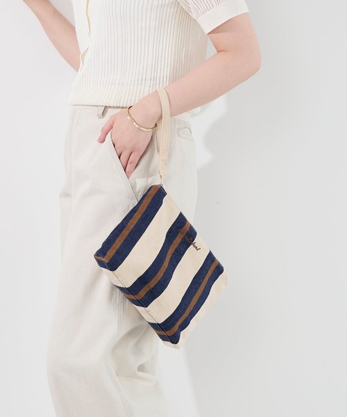 MICA&DEAL（マイカ＆ディール）の「ストライプキャンバストートバッグ（トートバッグ・レディース・イエロー/ブラウン/ネイビー・FREE）」の14枚目の写真