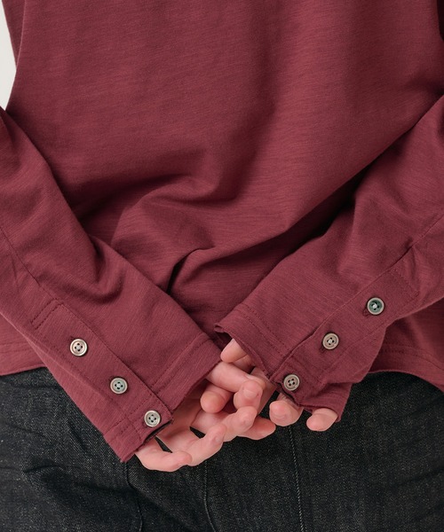 Perushu(ペルーシュ)の「CUTOFF HENLEY SLUB LONG SLEEVE TSHIRT/カットオフヘンリースラブロンT(Tシャツ/カットソー・メンズ・ボルドー/ブラック/グレー/オフホワイト・MEDIUM/LARGE)」の11枚目の写真