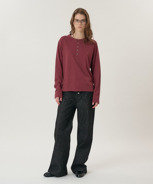 Perushu(ペルーシュ)の「CUTOFF HENLEY SLUB LONG SLEEVE TSHIRT/カットオフヘンリースラブロンT(Tシャツ/カットソー・メンズ・ボルドー/ブラック/グレー/オフホワイト・MEDIUM/LARGE)」の17枚目の写真