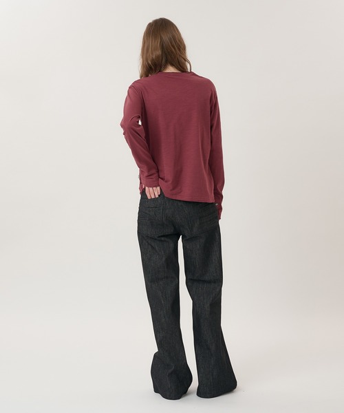 Perushu(ペルーシュ)の「CUTOFF HENLEY SLUB LONG SLEEVE TSHIRT/カットオフヘンリースラブロンT(Tシャツ/カットソー・メンズ・ボルドー/ブラック/グレー/オフホワイト・MEDIUM/LARGE)」の8枚目の写真