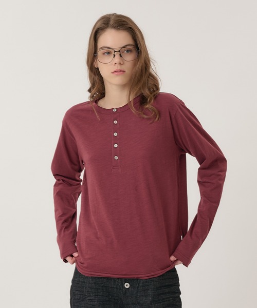 Perushu(ペルーシュ)の「CUTOFF HENLEY SLUB LONG SLEEVE TSHIRT/カットオフヘンリースラブロンT(Tシャツ/カットソー・メンズ・ボルドー/ブラック/グレー/オフホワイト・MEDIUM/LARGE)」の15枚目の写真