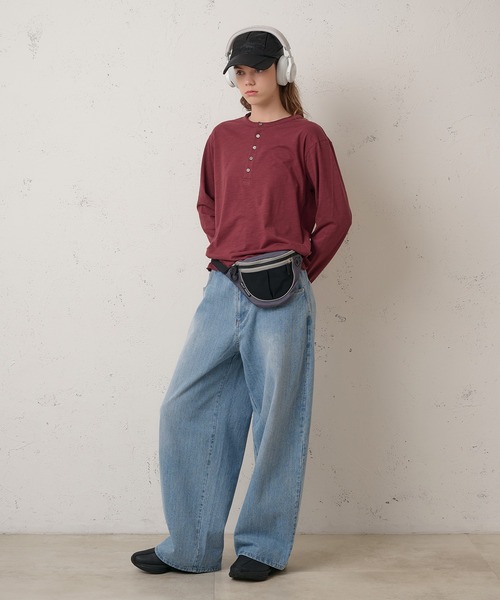 Perushu(ペルーシュ)の「CUTOFF HENLEY SLUB LONG SLEEVE TSHIRT/カットオフヘンリースラブロンT(Tシャツ/カットソー・メンズ・ボルドー/ブラック/グレー/オフホワイト・MEDIUM/LARGE)」の12枚目の写真