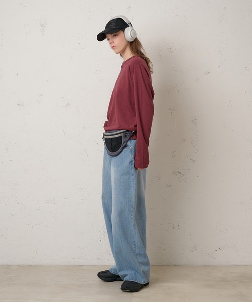 Perushu(ペルーシュ)の「CUTOFF HENLEY SLUB LONG SLEEVE TSHIRT/カットオフヘンリースラブロンT(Tシャツ/カットソー・メンズ・ボルドー/ブラック/グレー/オフホワイト・MEDIUM/LARGE)」の13枚目の写真