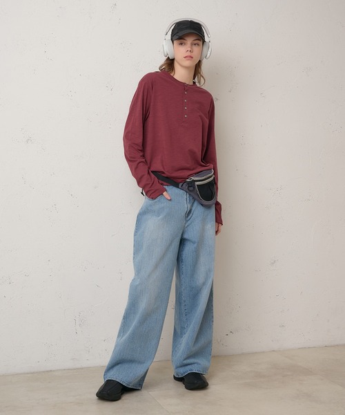 Perushu(ペルーシュ)の「CUTOFF HENLEY SLUB LONG SLEEVE TSHIRT/カットオフヘンリースラブロンT(Tシャツ/カットソー・メンズ・ボルドー/ブラック/グレー/オフホワイト・MEDIUM/LARGE)」の14枚目の写真