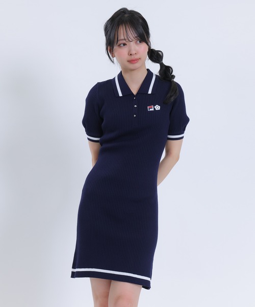 MARY QUANT(マリークワント)の「FILA × MARY QUANT ニット ワンピース(ワンピース・レディース・ネイビー/アイボリー・M)」の1枚目の写真