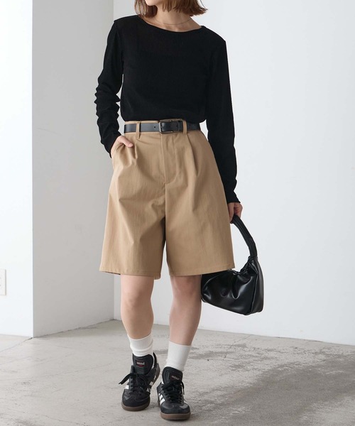 BONLECILL(ボンルシール)の「シアーベロアストライプロンT(Tシャツ/カットソー・レディース・レッド/チャコールグレー/ブラウン/ブラック/オフホワイト・FREE)」の18枚目の写真