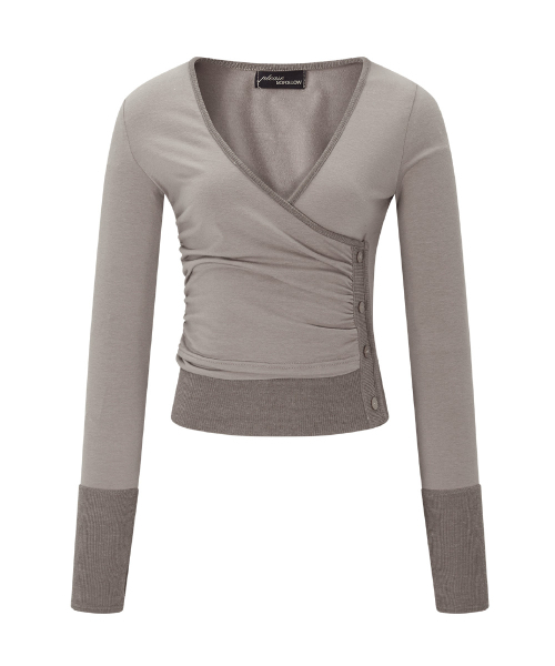PLEASENOFOLLOW(プリーズノーフォロー)の「Selena Button Wrap long sleeve Top (Mocha Brown)(Tシャツ/カットソー・レディース・その他・FREE)」の2枚目の写真