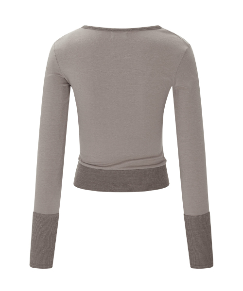 PLEASENOFOLLOW(プリーズノーフォロー)の「Selena Button Wrap long sleeve Top (Mocha Brown)(Tシャツ/カットソー・レディース・その他・FREE)」の3枚目の写真