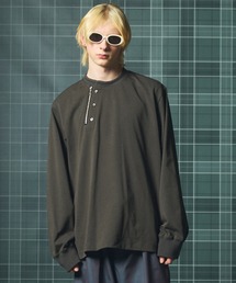 《UNISEX》Aasymmetrical Zip Front Prime-Over Henry Neck T-Shirt/アシンメトリージップフロントプライムオーバーヘンリーネックシャツ【MAISON SPECIAL/メゾンスペシャル】