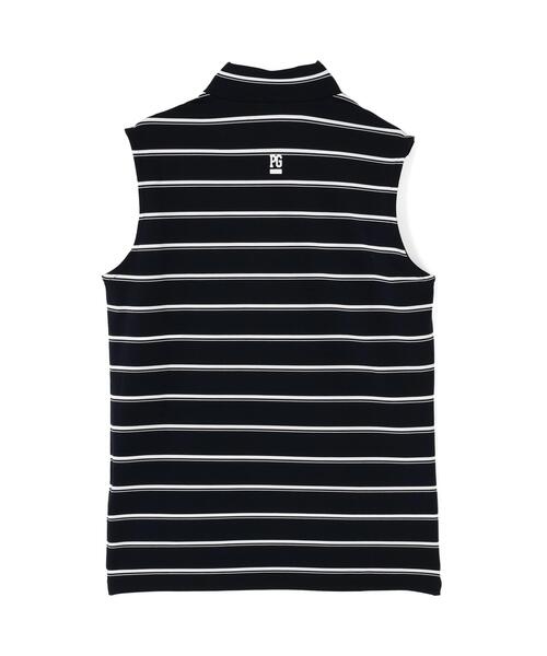 PEARLY GATES(パーリーゲイツ)の「【PEARLY GATES】ボーダーFD40/-FD100dベア擬似メッシュスリーブレスハイネックカットソー(Tシャツ/カットソー・レディース・ダークインディゴブルー・SMALL)」の14枚目の写真