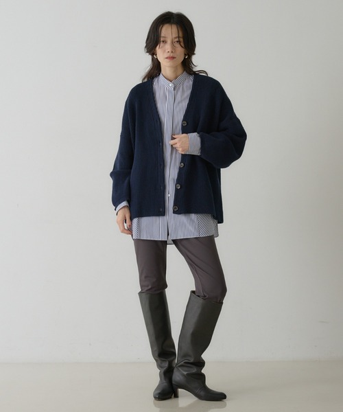 qualite(カリテ)の「片畦2wayカーディガン(カーディガン/ボレロ・レディース・オフホワイト/ダークネイビー・フリー)」の11枚目の写真