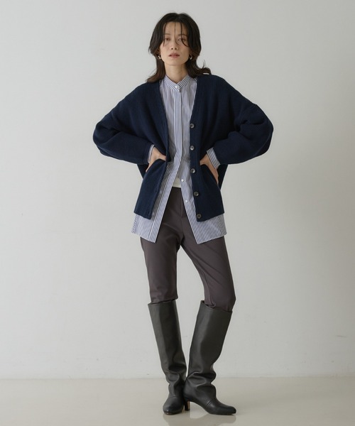 qualite(カリテ)の「片畦2wayカーディガン(カーディガン/ボレロ・レディース・オフホワイト/ダークネイビー・フリー)」の13枚目の写真