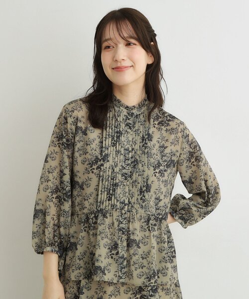 LAURA ASHLEY(ローラアシュレイ)の「【7分袖/羽織におすすめ!洗える/セットアップ可】トワル ディライト柄ブラウス(シャツ/ブラウス・レディース・ネイビー系/カーキ系・40/38)」の13枚目の写真