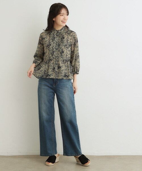 LAURA ASHLEY(ローラアシュレイ)の「【7分袖/羽織におすすめ!洗える/セットアップ可】トワル ディライト柄ブラウス(シャツ/ブラウス・レディース・ネイビー系/カーキ系・40/38)」の15枚目の写真