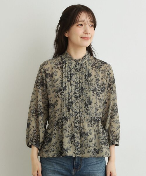 LAURA ASHLEY(ローラアシュレイ)の「【7分袖/羽織におすすめ!洗える/セットアップ可】トワル ディライト柄ブラウス(シャツ/ブラウス・レディース・ネイビー系/カーキ系・40/38)」の11枚目の写真