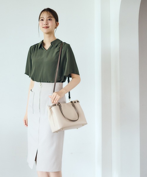 12Twelve Agenda(トゥエルブ アジェンダ)の「配色ベルトミディバッグ(ショルダーバッグ・レディース・ブラウン/チャコールグレー/ベージュ・FREE)」の14枚目の写真
